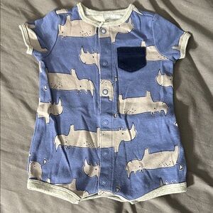 Carter's Blue and Gray Rhino Print Romper